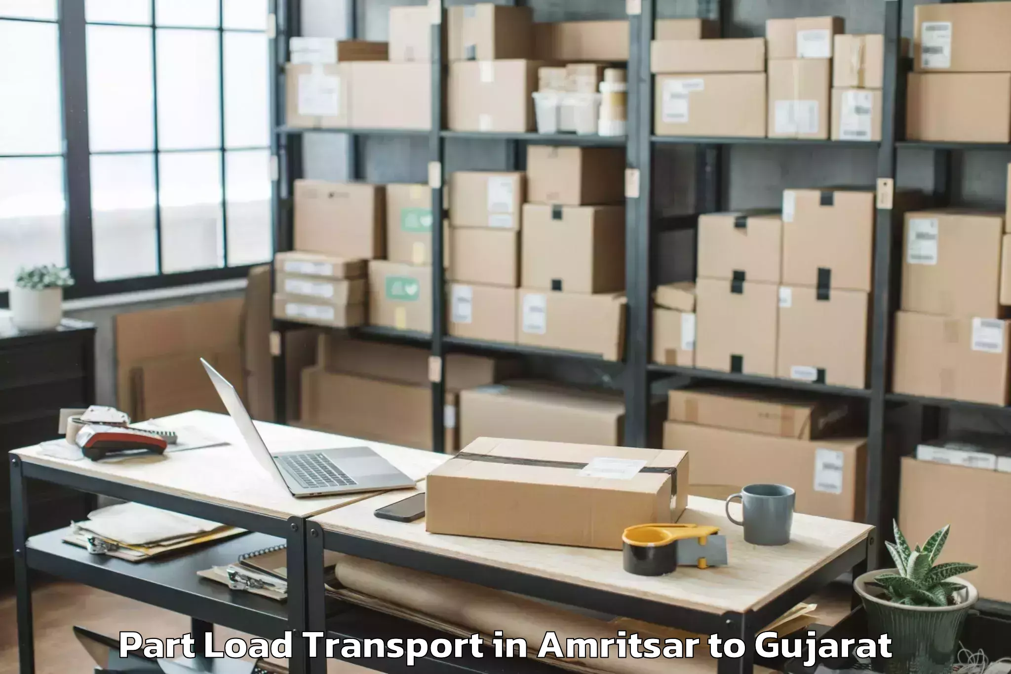 Trusted Amritsar to Khambhaliya Part Load Transport